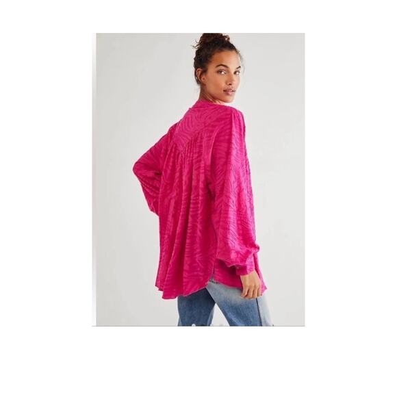 Free People Hot Pink Can't Stop Dreaming Tunic Top Small - Picture 3 of 8